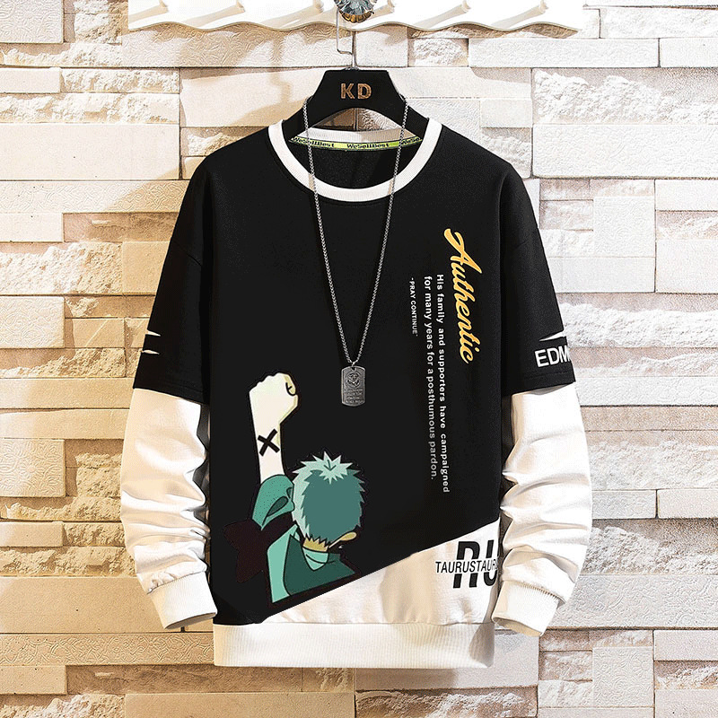 Pullover Herren Dünnes Langarm T-Shirt Trendy Jugend Student Frühling und Herbst Lockeres Rundhals-Unterhemd M-5XL_voghion.com
