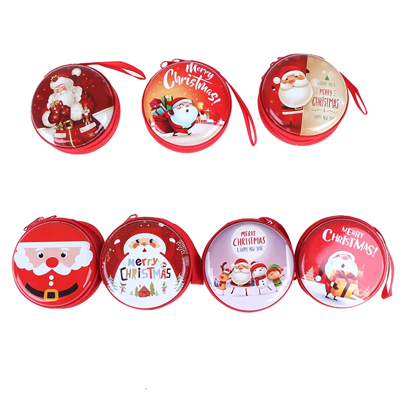 Merry Christmas Printing Ball Shaped Mini Tin Box Round Empty Candy Storage Coin Headphones Case Party Kids Favors_voghion.com