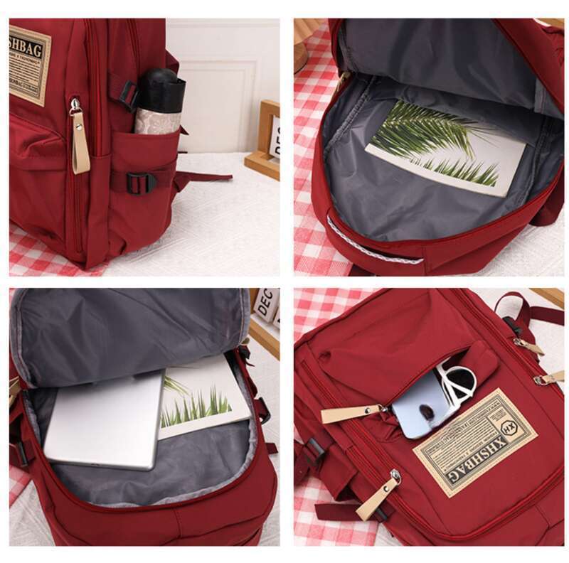 Koreanische Version der Studentinnen Große Kapazität Einfache Einfarbige Rucksäcke_voghion.com