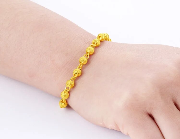 Bracciale placcato oro giallo per donna, catena a mano con perline di transito in oro satinato e sabbia Vieam_voghion.com