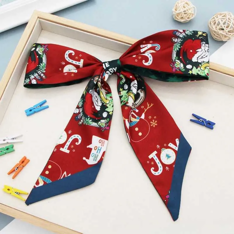 Coffret cadeau avec ruban et nœud pour foulard en soie de la série Noël Y241121_voghion.com