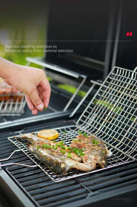 【 94 % positive Bewertungsrate 】 Fire Shepherd 304 Edelstahl Grillfisch-Clipnetz, Grillroste, Schienen, Barbecue_voghion.com
