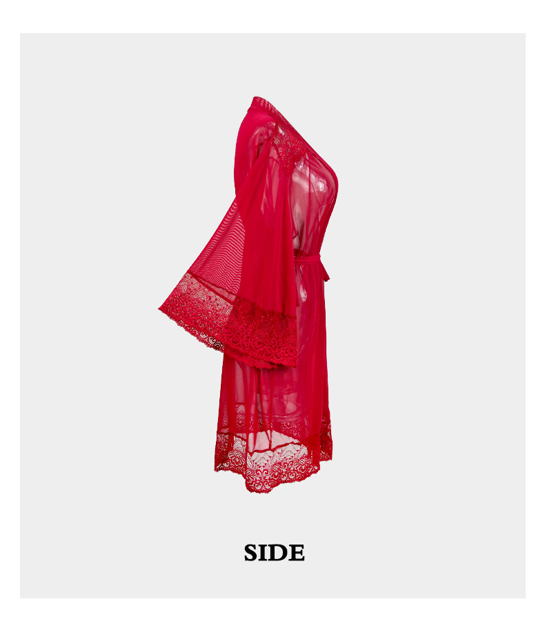 Women's Sheer Mesh Robe Lace Temptation Nightgown For Women_voghion.com