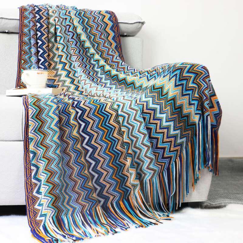 Light Luxury Knitted Shaggy Thread Sofa Office Air Conditioner Cover Blanket_voghion.com