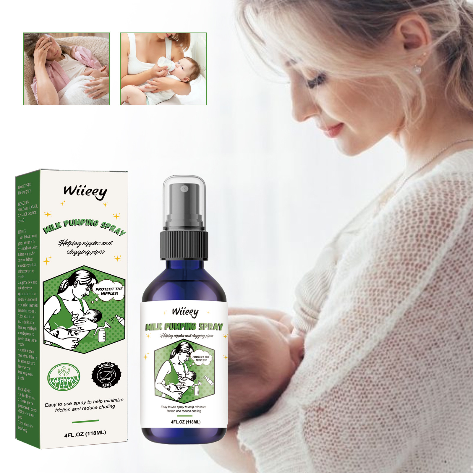 Wiieey soulage les douleurs, répare et hydrate la peau, spray nourrissant pour le soin des seins_voghion.com