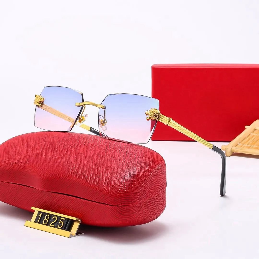 Monture optique sans monture en métal composite à tête de léopard de haute qualité, classique, rectangulaire, carrée, dorée, pare-soleil, lunette homme carti_voghion.com