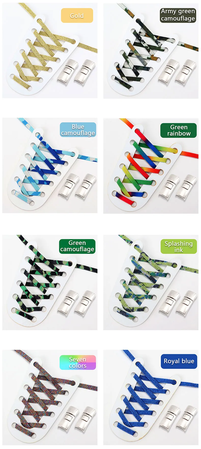 Lacci elastici per scarpe senza lacci Lacci colorati per scarpe piatte Veloci da indossare e togliere Comodi lacci per scarpe pigre Unisex 1_voghion.com