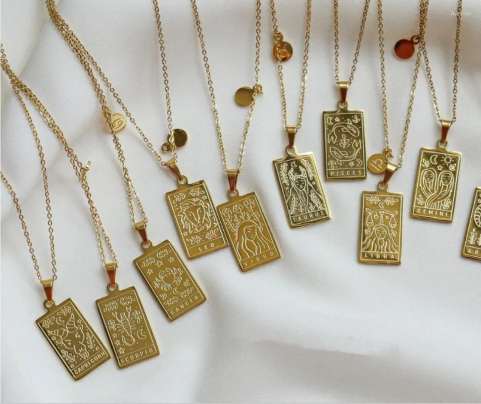 Catene Moda Gioielli in acciaio inossidabile Colore oro 12 Segno zodiacale Collana con corda Collane di amicizia alla moda per_voghion.com