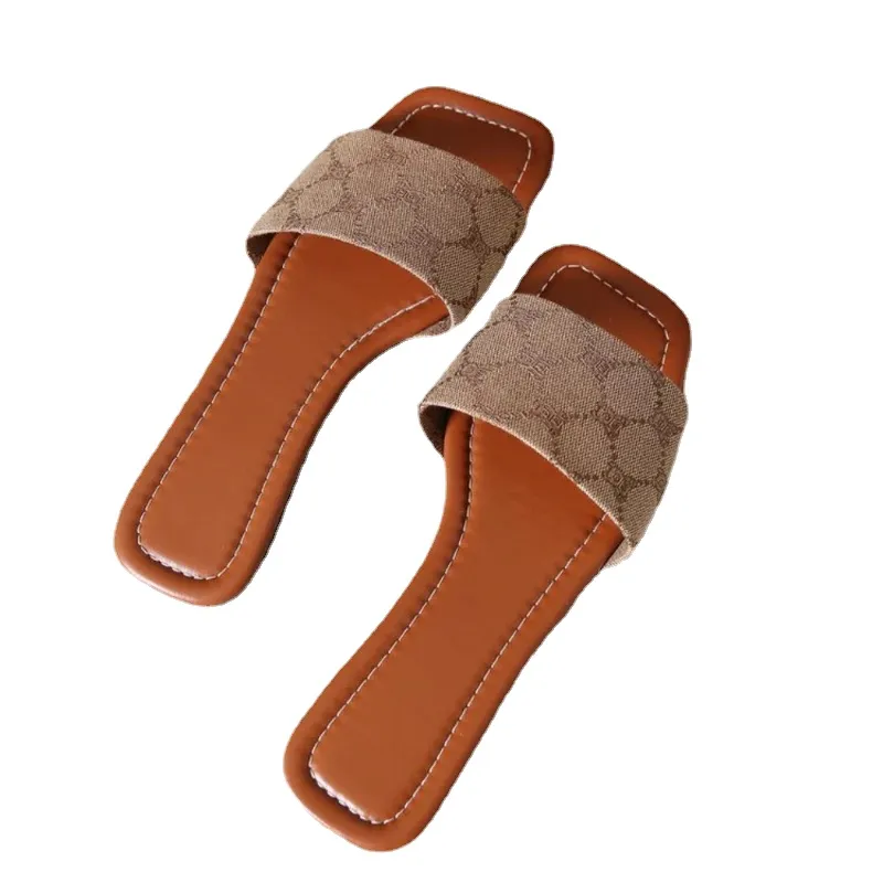 Slippers Print Random Flats Casual Sandals Summer New 2024 Brand Women Shoes Slides Femme Beach Flip ps_voghion.com