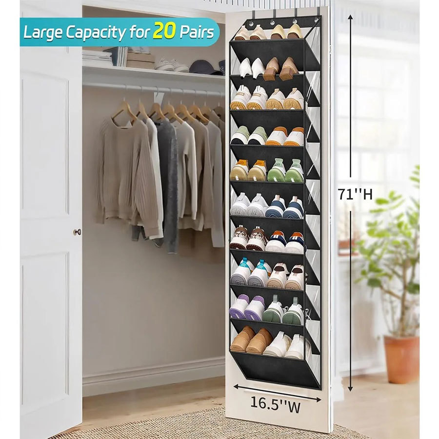 Bolsa de almacenamiento para zapatos para puerta nueva para el hogar y el jardín, zapatero de tela, 10 capas, gran capacidad, bolsa colgante de almacenamiento simple integrada