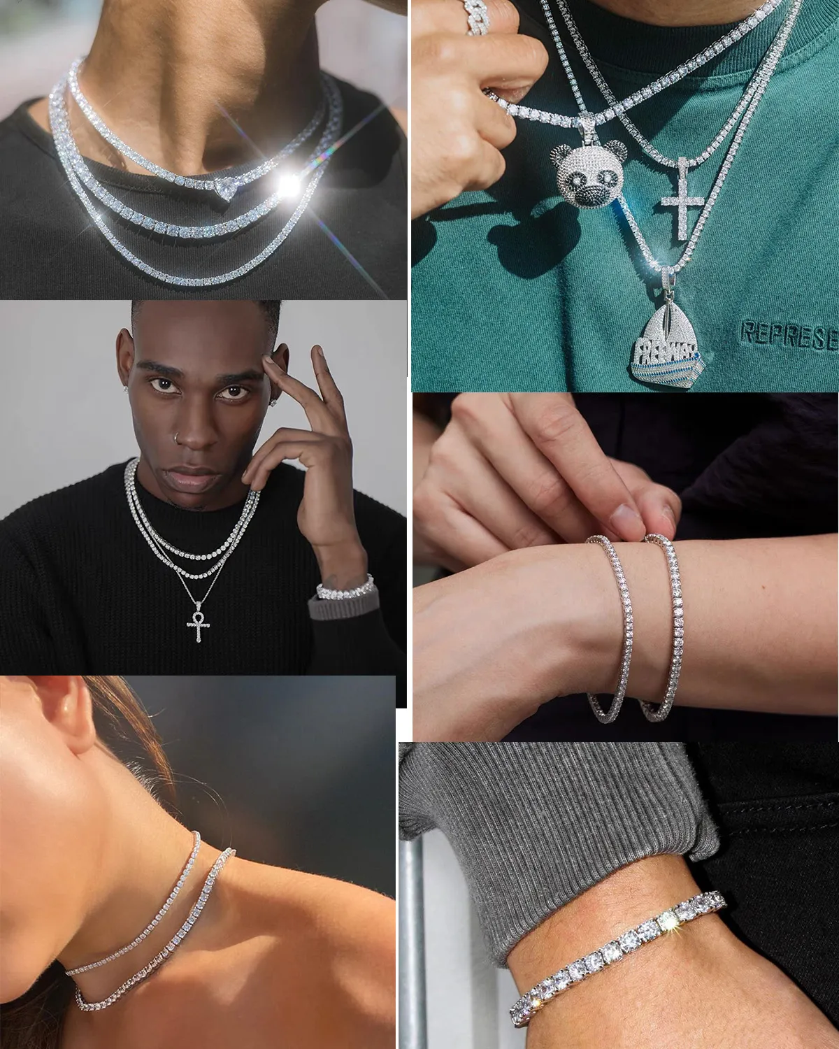 Βραχιόλι χιπ χοπ Sier VVS Cuban Link 2mm 3mm 4mm 5mm 6.5mm Moissanite, τιμή εργοστασίου Wuzhou, κοσμήματα αλυσίδας τένις_voghion.com