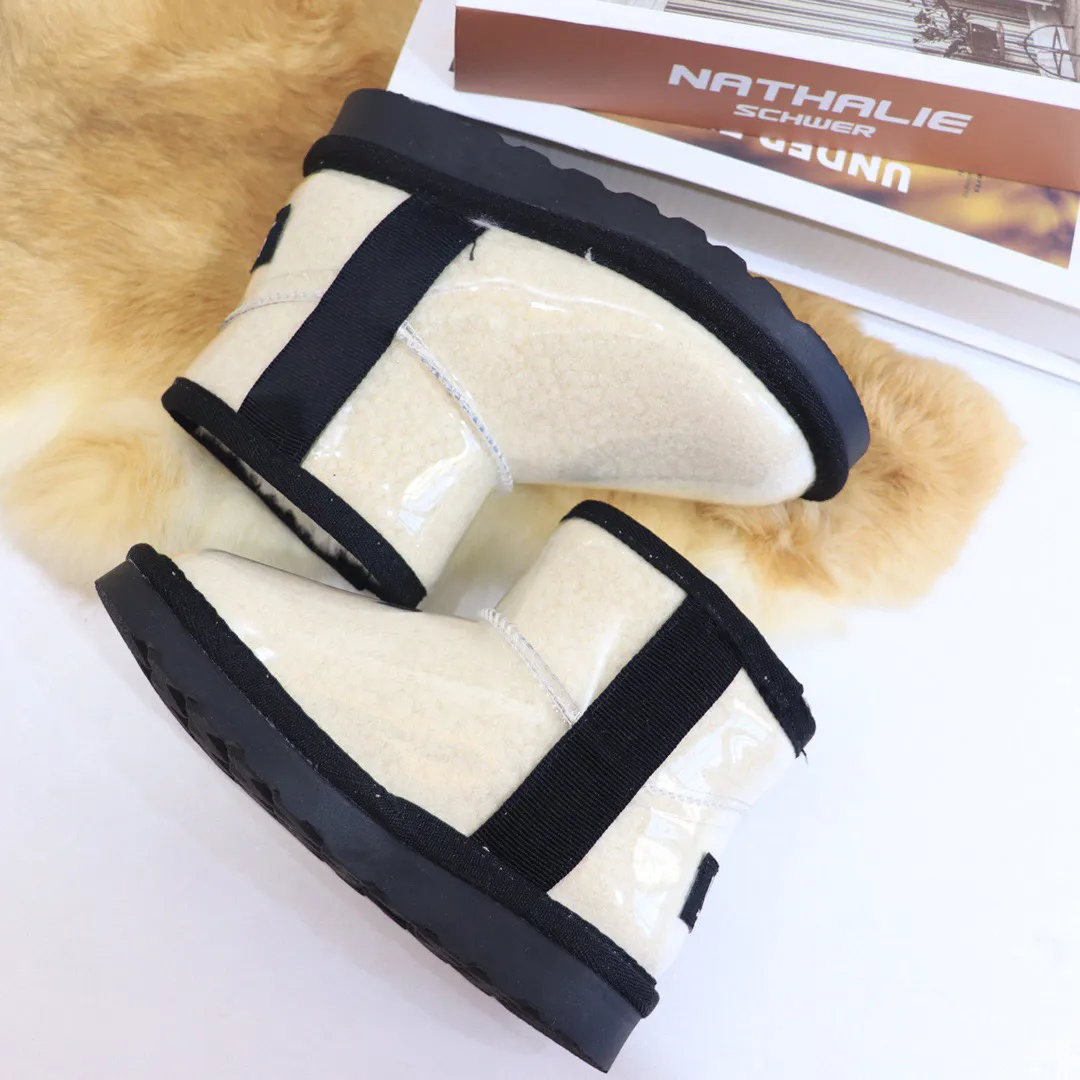 Winter Children Snow Transparent waterproof Plush Warm Shoes Kids Boots Thick Sole Anti-slip Ultra Mini Boot Baby Boys_voghion.com