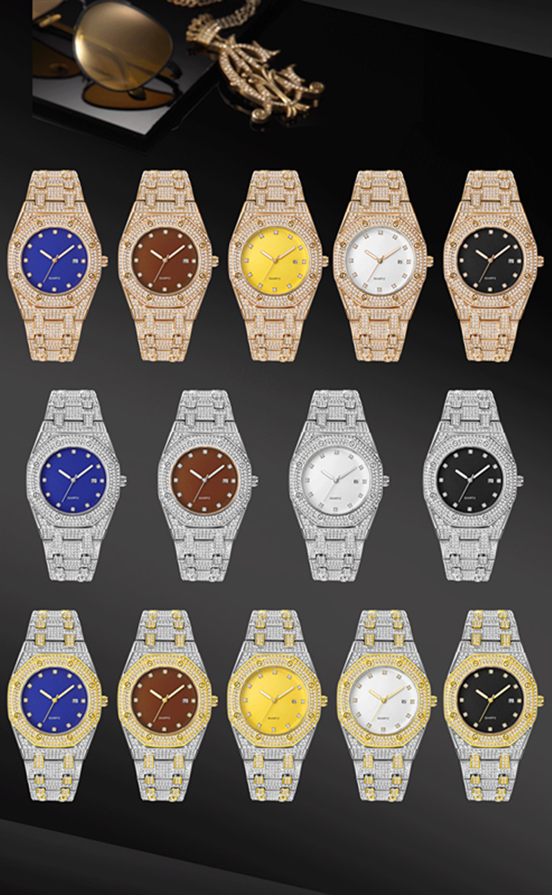 Instagram niche luxury style men's hip-hop diamond inlaid giant sparkling calendar quartz watch for men_voghion.com