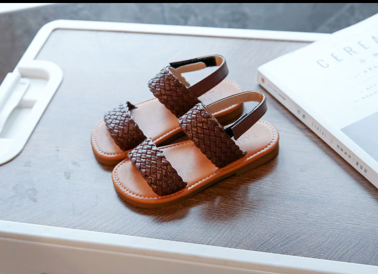 Mädchen gewebte Sandalen 2024 Frühjahr/Sommer Kinder offene Zehen römischen Stil Strandschuhe Baby Prinzessin Schuhe_voghion.com