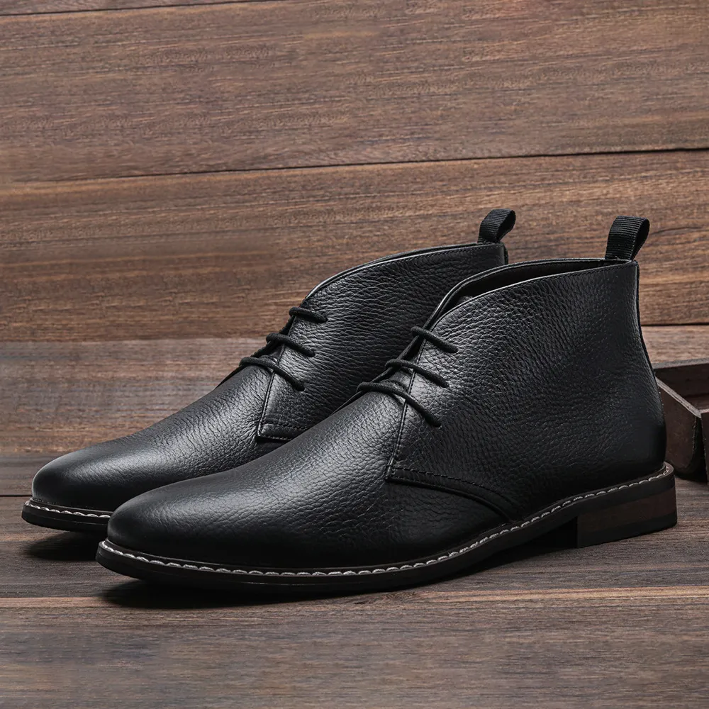Genuine Leather Men's ankle Brand quality boots for men_voghion.com
