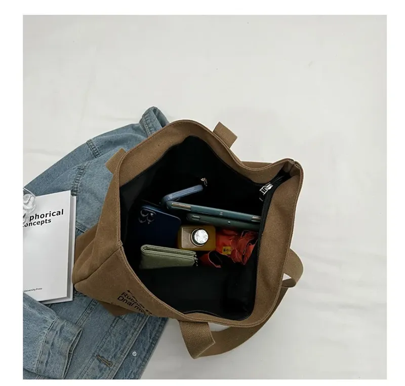 Große Tragetasche für Damen zum Einkaufen, Aufbewahren, Pendeln, Canvas-Handtasche, Cartoon-Katzen-Aufdruck, tragbare_voghion.com