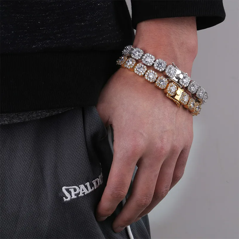 10mm Mens Hip Hop Iced Out CZ Cubic Zircon Gold Tennis Chain Necklace Personalized Bg Rapper Wristband Chains Jewelry_voghion.com