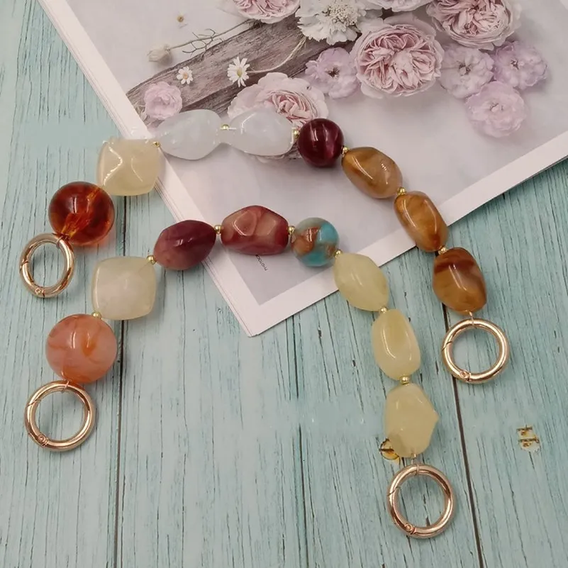 1Pcs Colorful Acrylic Handbag Strap Handle Bead Replaceable Resin Stone Wristlet Purse Belt DIY Bag Parts Accessories_voghion.com