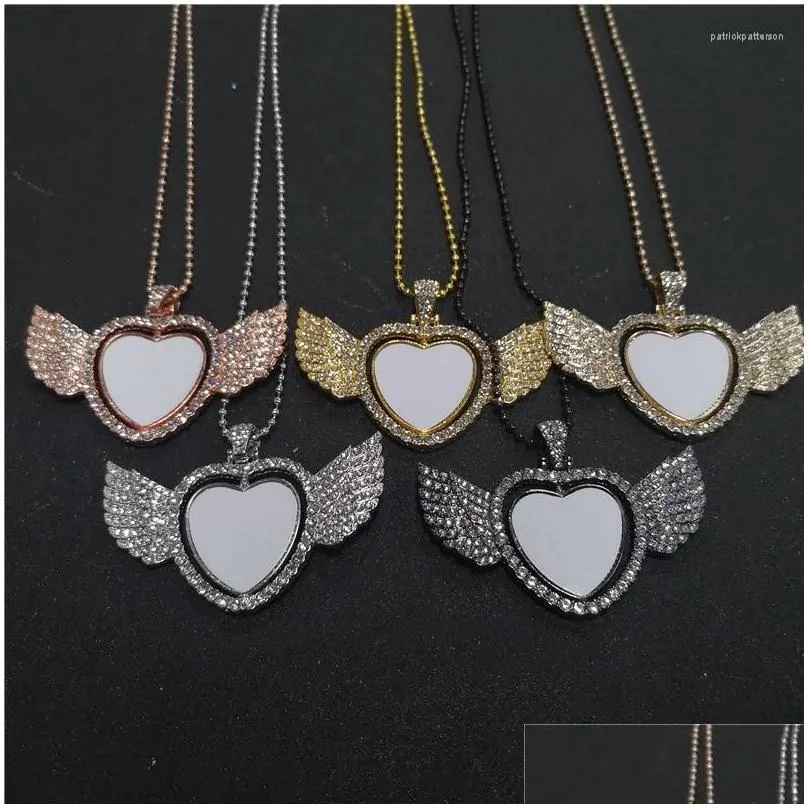 Sublimation Blank Heart Wing Pendant Necklace For Custom Jewelry_voghion.com