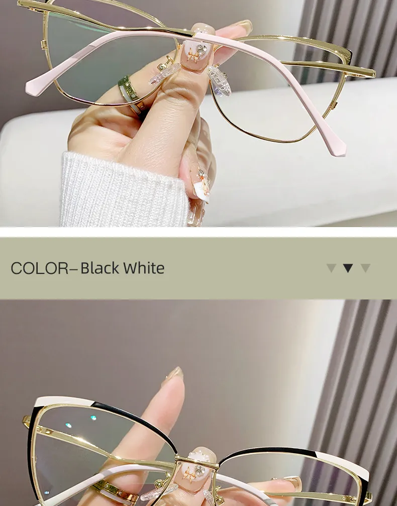 Sonnenbrillen Katzenaugen Korrekturbrillen für Damen 2024 Verschiedene Farben Blaulicht Lesebrille Transparente Brillen für Damen_voghion.com