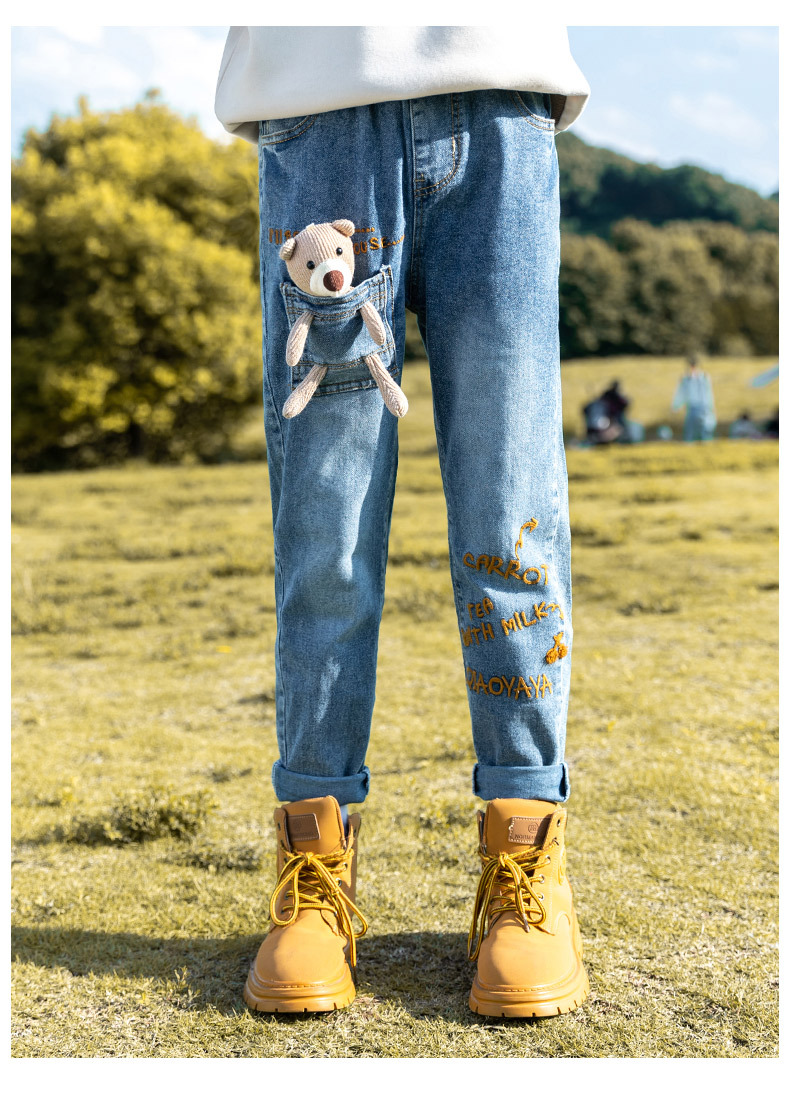 Mutter & Kinder Mädchen jeans Kinder Papa hosen Große kinder bär hosen_voghion.com