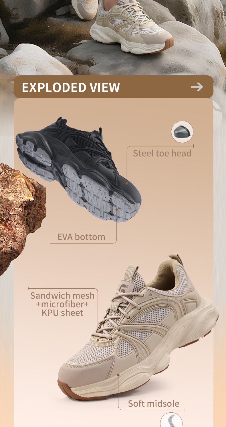 Scarpe antinfortunistiche GUYISA da donna con punta in acciaio, leggere e morbide, anti-sfondamento e anti-perforazione 5008_voghion.com