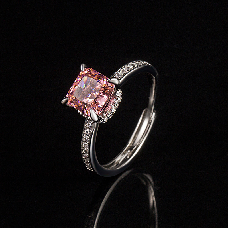 Live broadcast of the new Papalacha ice flower cut ring for women in light pink, simple and high drag luxury set with_voghion.com