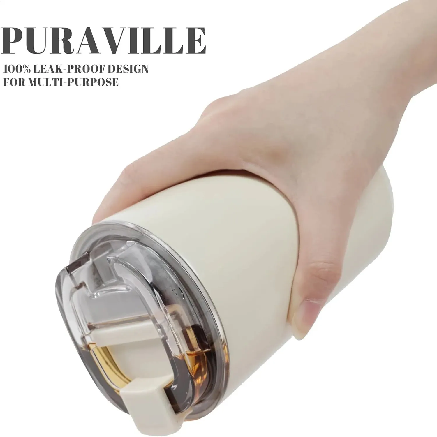 Milky White Tumbler - Car Cup Holder Compatible_voghion.com
