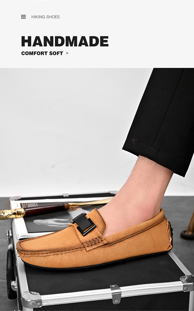 Pánské boty z pravé kůže, luxusní společenské boty, pánské nízké mokasíny, ležérní turistické boty_voghion.com