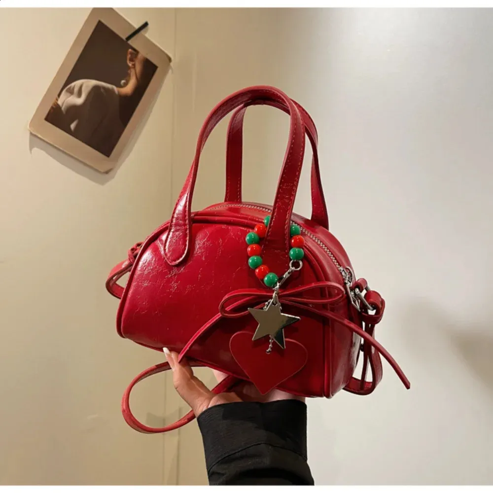 Damenhandtasche, einzelne Schulter, Umhängetasche, Weihnachtsfest-Atmosphäre, rot, vielseitig tragbar, trendige Mini-Tasche 240912_voghion.com
