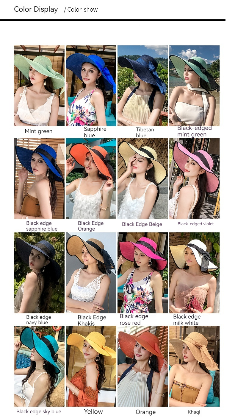 Letní slaměná dětská korejská edice Tidal Beach Protection Sun Vacation Všestranný Cool Hat s velkou krempou_voghion.com