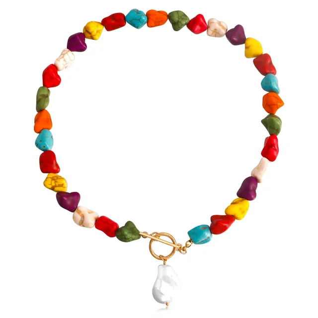 Moud Handgemaachte Onregelméisseg Steenperlen Einfach Casual Bohemian Choker Halskette Party Hochzäit Bijouen Accessoire Faarweg Séiss_voghion.com