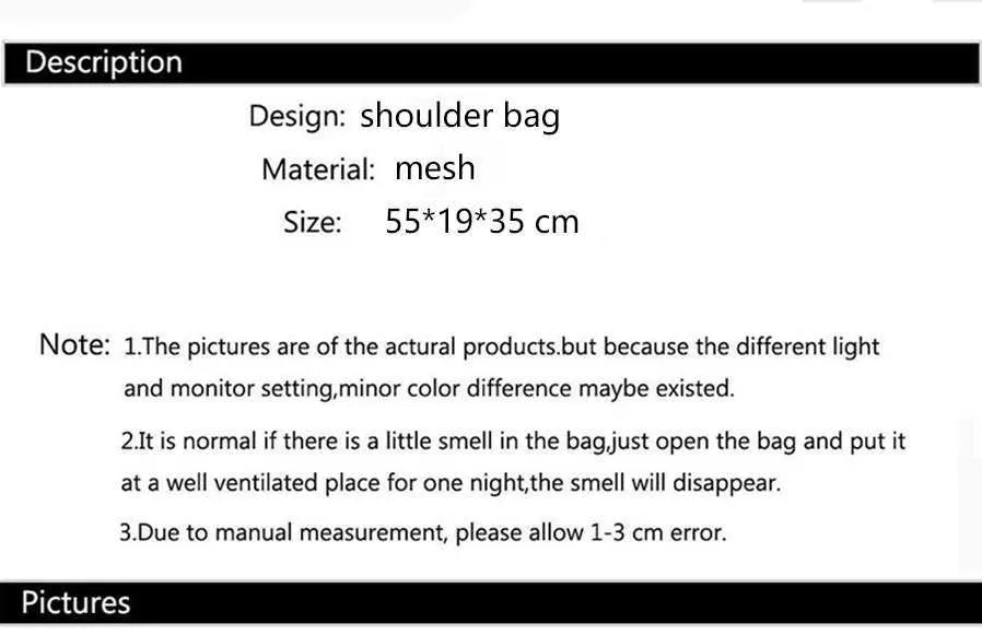 Portable mesh large capacity reusable storage swimming beach bag womens makeup organizer shopping handbag Y241011_voghion.com