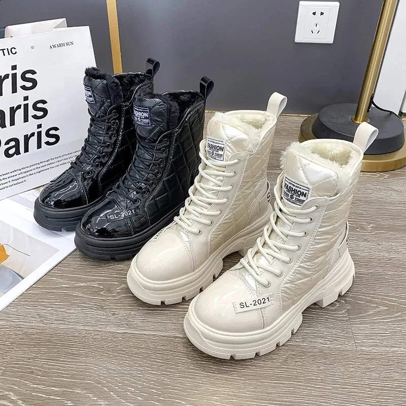 Snow Platform Warm Ankle Boots For Women Waterproof Fur Lined_voghion.com