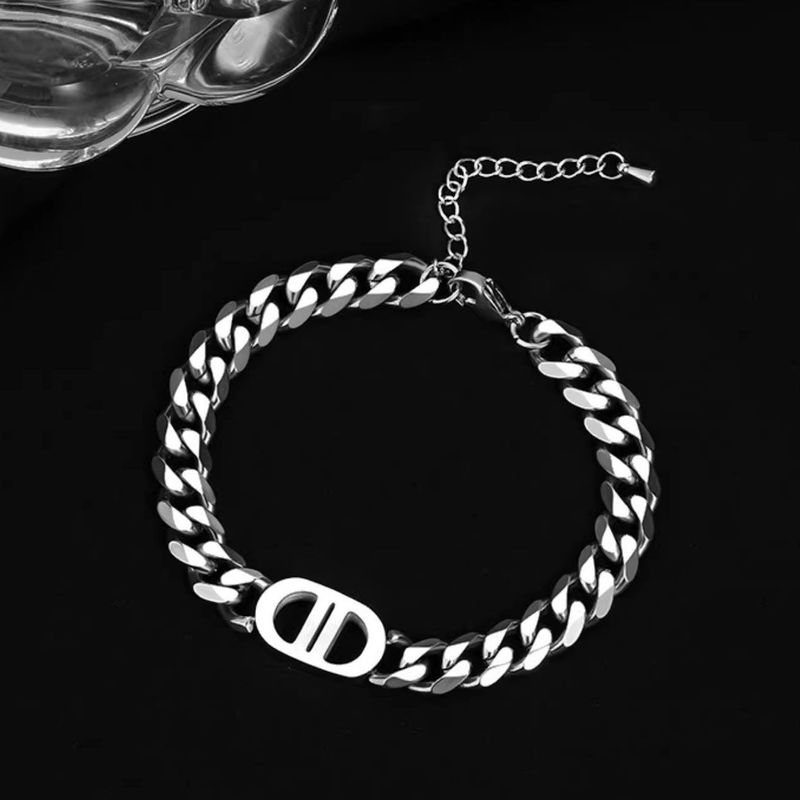 Double D Cuban For Men, Titanium Steel, Simple High End, Small And Cold Style, Sier Versatile, Men's Bracelet_voghion.com
