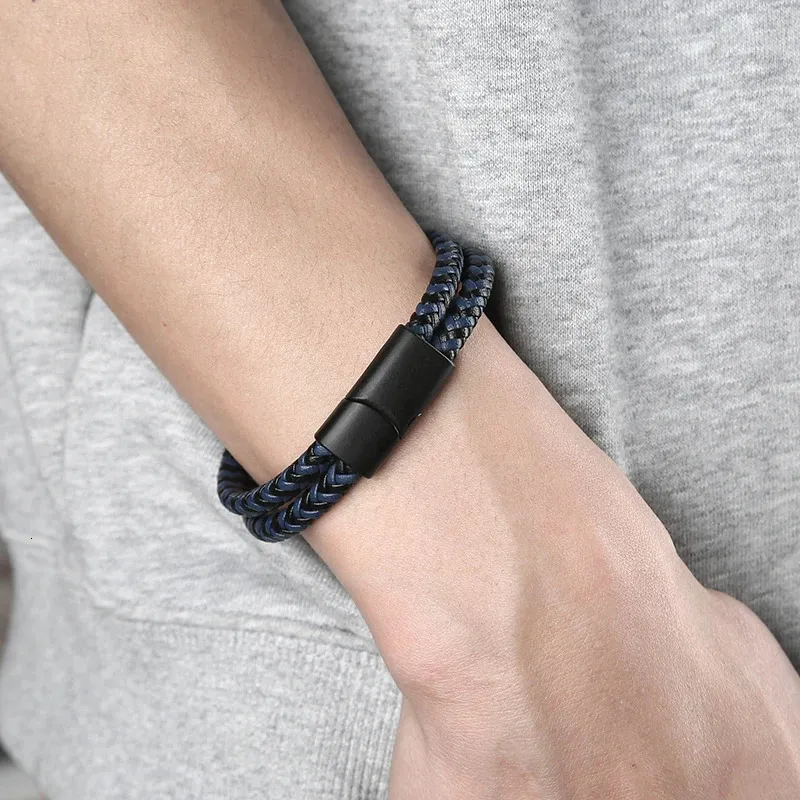 Genuine Bracelets Bangles for Men Women Double Layer Leather Rope Bracelet Handmade Jewelry Homme Pulseras 240507_voghion.com