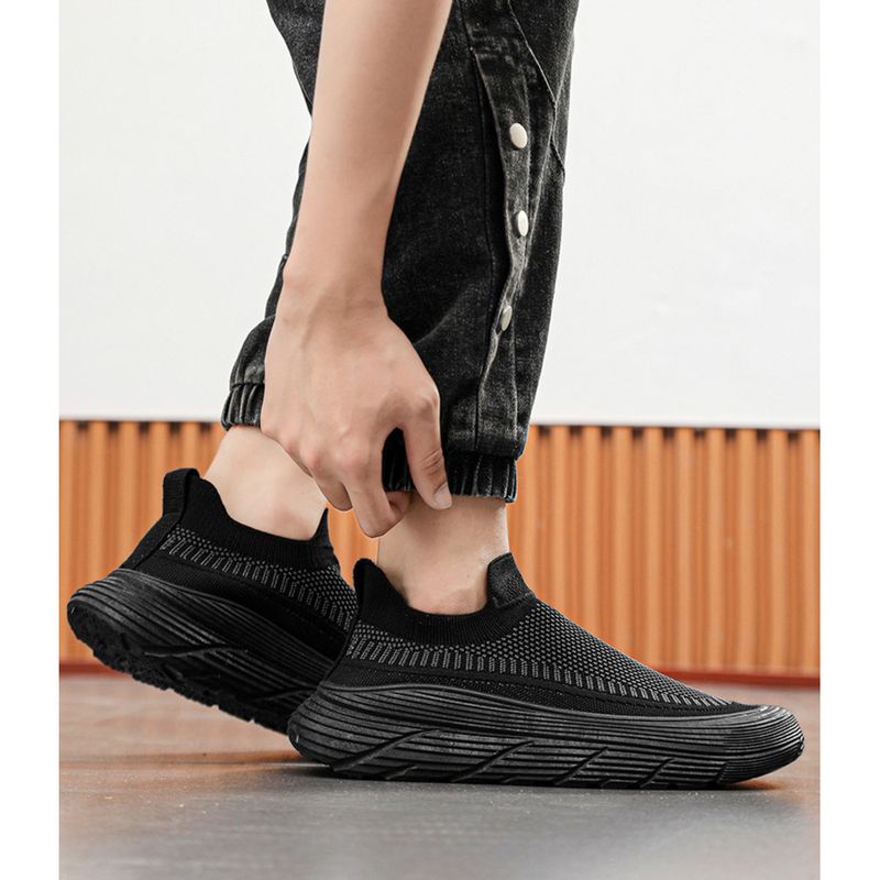 Men's new summer breathable flying woven men's thick soles all casual sports outdoor fashion running shoes_voghion.com