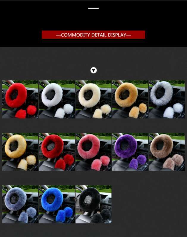 Car Steering Wheel Winter New Australian Sheepskin Fur Integrated Wool Handle Handbrake Cover_voghion.com