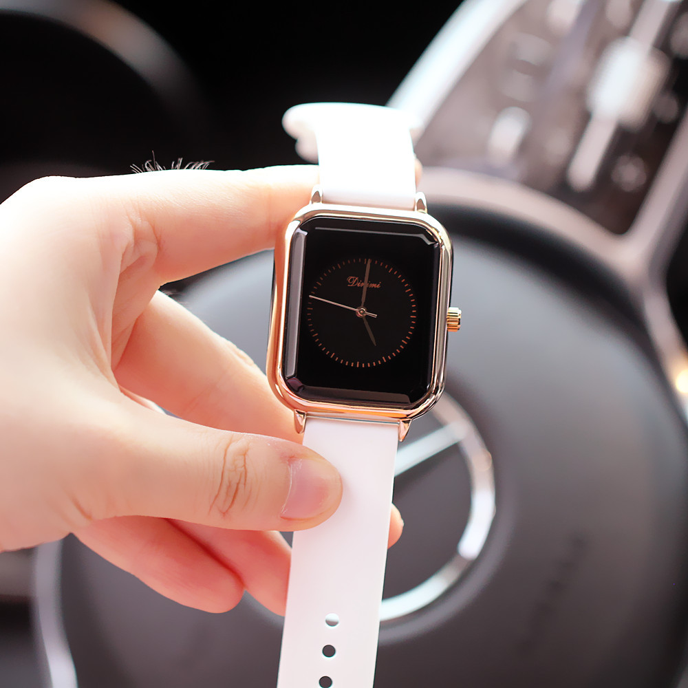 Ceas de damă nou la modă, stil Pointer, dreptunghiular, cu bandă din silicon, cu cuarț, impermeabil, versatil_voghion.com