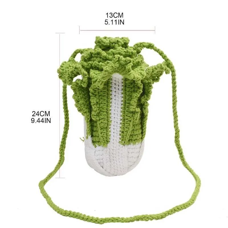 Gestrickte Kohl Eimer Tasche Für Damen Sommer Umhängetasche_voghion.com