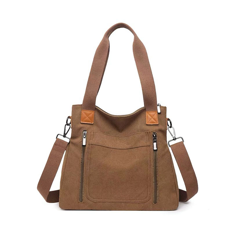 Borsa tote coreana casual in tela di grande capacità, semplice, nuova, da donna, per documenti._voghion.com