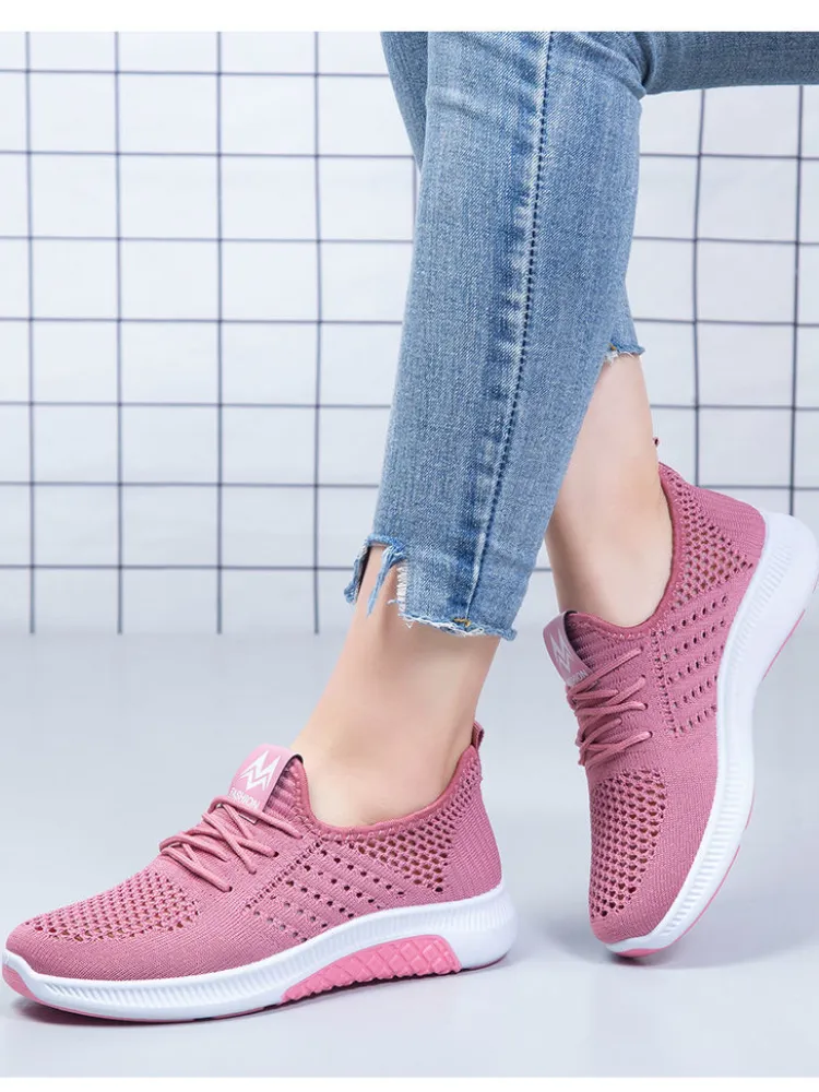 Flat Casual Fashion Breathable Mesh Vulcanized Shoes Women Sneakers Summer Ladies Boat Shoe atos Para Mujer_voghion.com