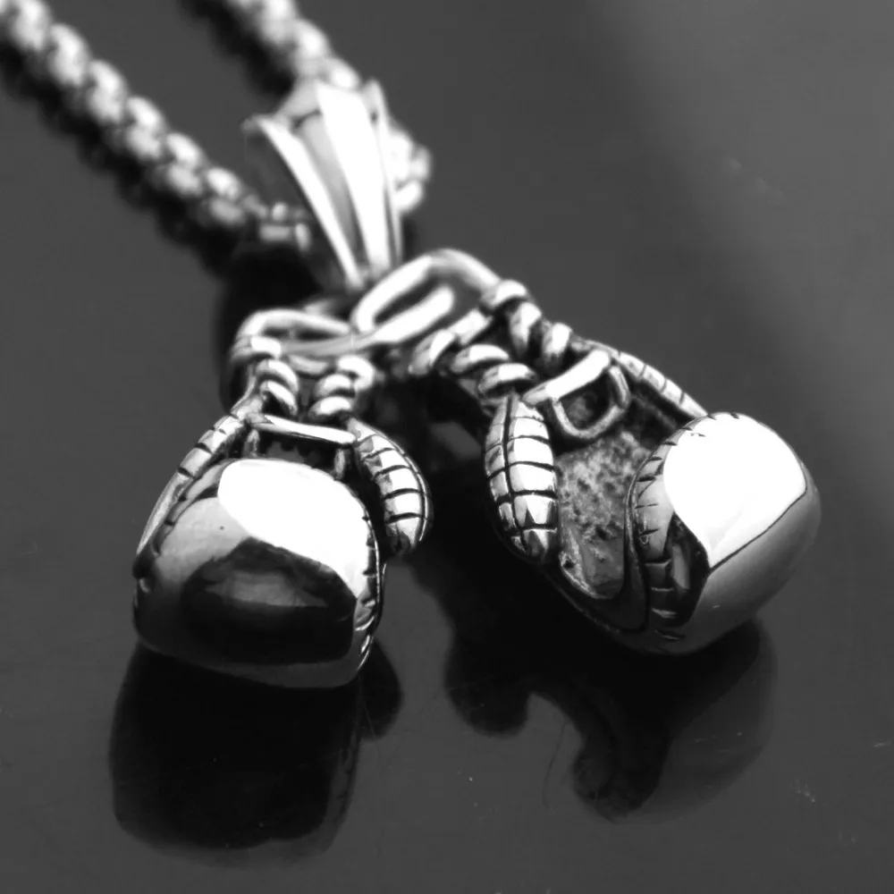 Pendant Necklaces 2pcs/set Mens Unisex Stainless Steel Sier Color/gold Black Boxing Gloves Necklace Sport Colar Jewelry_voghion.com