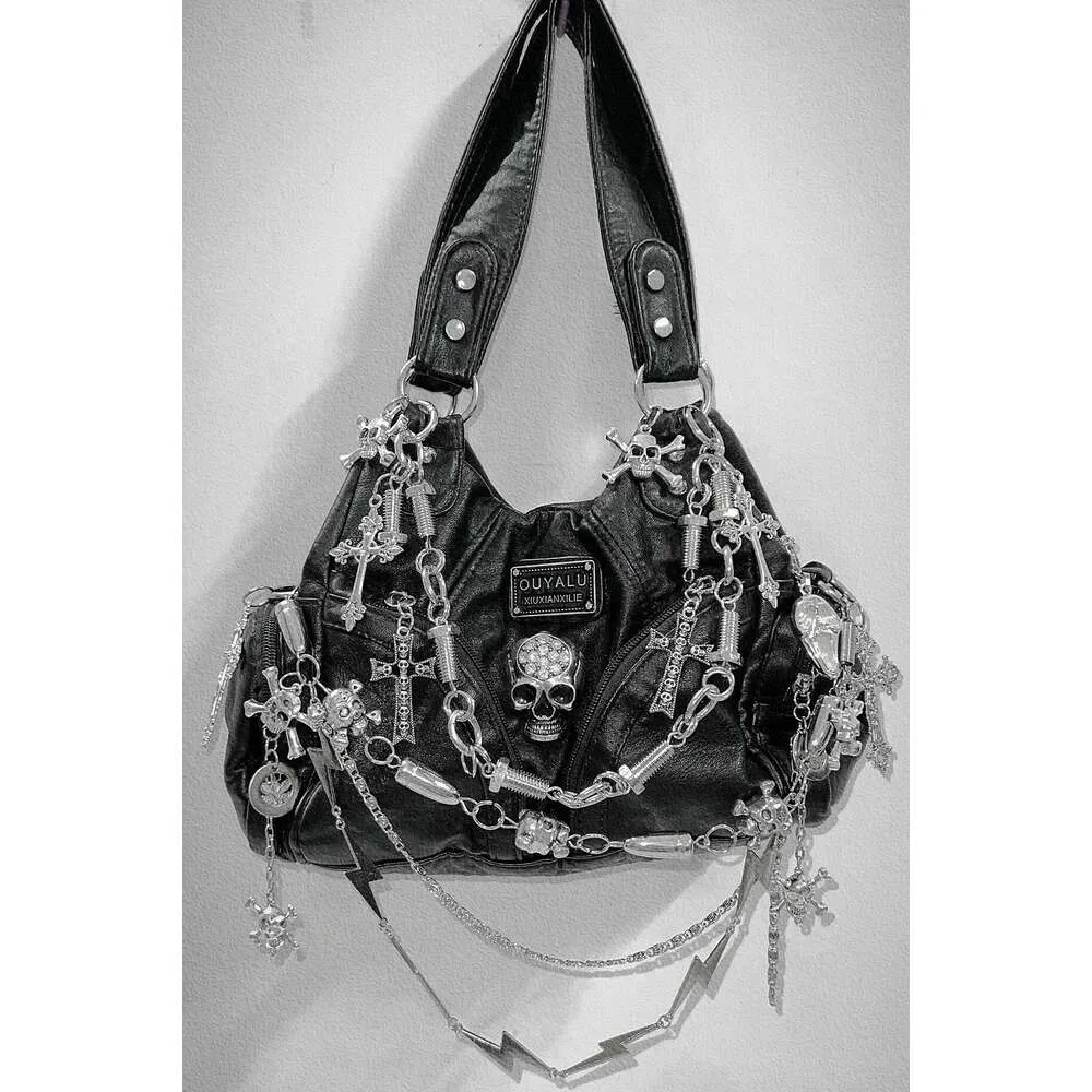Gleicher Stil wie Blogger Unterarm Spicy Girls Schultertasche Gothic PU Leder Handtaschen Stilvolle Punk Totenkopf Geldbörse Mode Y2k_voghion.com