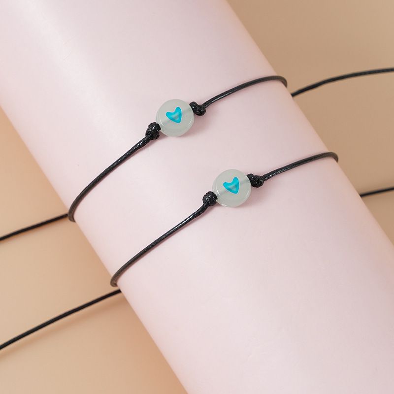 Nuovo semplice luminoso amore fortunato perlina amicizia coppia tirare gancio carta braccialetto regolabile mano corda_voghion.com