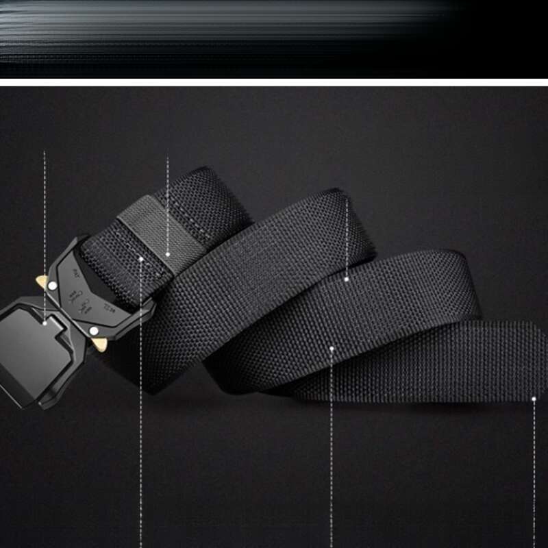 Men's Sports Military Training Aluminum Alloy Snake Buckle Elastic Quick Buckle Nylon Trouser Belt_voghion.com