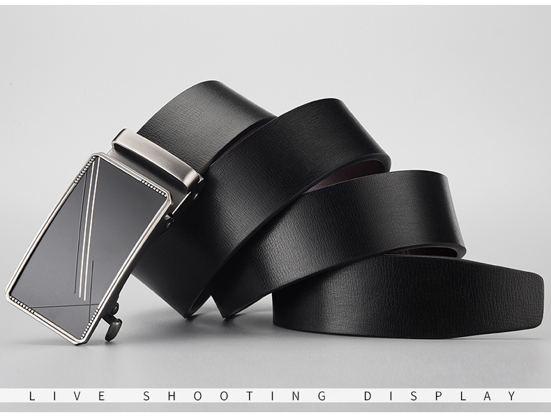 Genuine Leather Men's Belt With Automatic Buckle Business Style_voghion.com