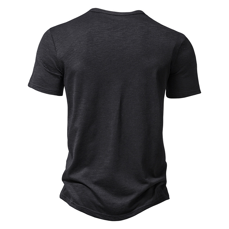 Camisa de manga corta informal de Color sólido con cuello Henley para hombre, Polo, camisetas de alta calidad para hombre_voghion.com