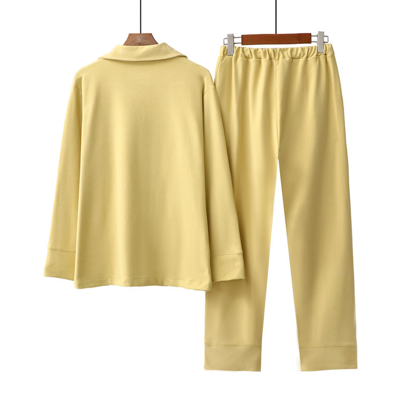 Abbigliamento da donna Nuovo pigiama da coppia autunno e inverno carta termica da donna velluto levigatura fronte-retro semplice risvolto elastico vestito caldo per la casa_voghion.com