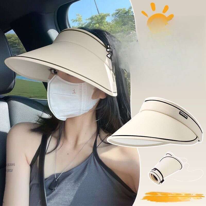 Kadın İçi Boş Üst, Yaz UV Koruması, Yüz Şapkası, Açık Hava Çok Amaçlı Büyük Kenarlı Güneş Şapkası_voghion.com